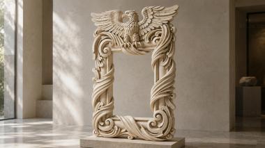 Decorative frames, framing Ornamental frame with a double-headed eagle and curly leaves 3d model