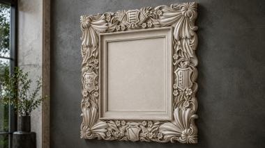 Decorative frames, framing Carved square frame with acanthus leaves and medallions 3d model