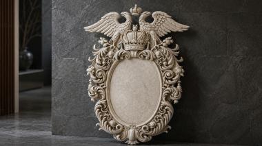 Decorative frames, framing Coat of arms with a double-headed eagle and an oval shield 3d model