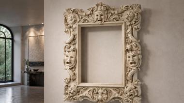 Decorative frames, framing Carved frame with theatrical masks and scrollwork 3d model