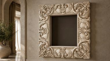 Decorative frames, framing Baroque frame with lush volutes and rosettes 3d model