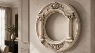 Decorative frames, framing Round mirror with columns and acanthus ornament 3d model
