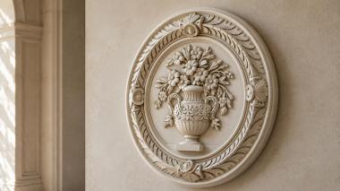 Decorative frames, framing Round medallion with an urn and flowers in an ornamental frame 3d model