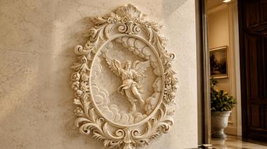 Decorative frames, framing Oval ornament with angel and clouds 3d model