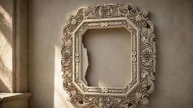 Decorative frames, framing Carved square molding with scrolls and floral motifs 3d model