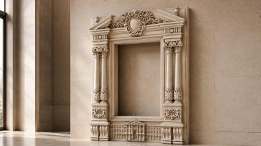 Decorative frames, framing Classic door portal with columns and an ornamental pediment 3d model