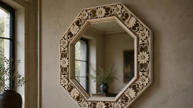 Decorative frames, framing Octagonal frame with floral ornament and swirls 3d model