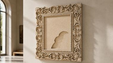 Decorative frames, framing Baroque frame with a silhouette of a sitting dog 3d model