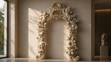 Decorative frames, framing Architectural ornament with putti and shells for the facade 3d model