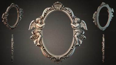 Decorative frames, framing (Oval mirror with flying angels and acanthus scrolls, RMI_000798) 3D models for cnc