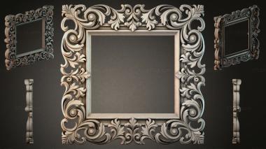 Decorative frames, framing (Ornamental mirror frame with volutes and leaves, RMI_000801) 3D models for cnc