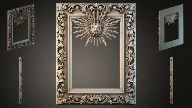 Decorative frames, framing (Solar mask in baroque frame with curls, RMI_000803) 3D models for cnc