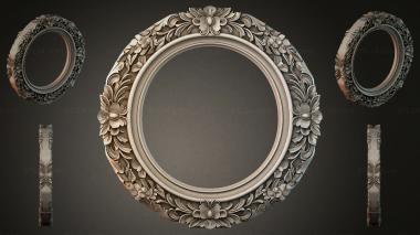 Decorative frames, framing (Round frame with floral ornament and consoles, RMI_000824) 3D models for cnc