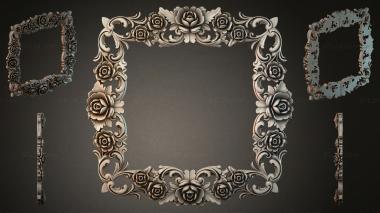 Decorative frames, framing (Carved rosette frame with scrolls for a mirror, RMI_000834) 3D models for cnc