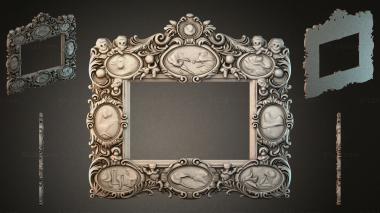 Decorative frames, framing (Decorative carved cartouche with putti and medallions, RMI_000843) 3D models for cnc