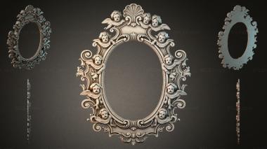Decorative frames, framing (Oval mirror with angels and volutes, RMI_000845) 3D models for cnc