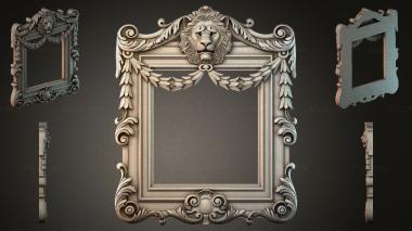 Decorative frames, framing (Decorative frame with lion mask and swirls for CNC, RMI_000846) 3D models for cnc
