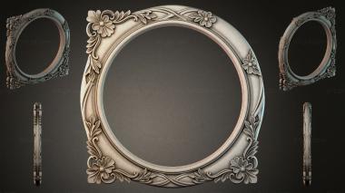 Decorative frames, framing (Round frame with acanthus flowers and oval side karushes, RMI_000849) 3D models for cnc
