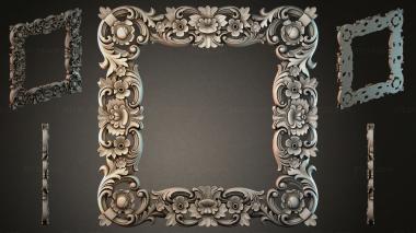 Decorative frames, framing (Carved frame with floral scrolls and rosettes, RMI_000850) 3D models for cnc