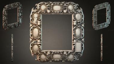 Decorative frames, framing (Ornamental frame with oval cartouches and acanthus scrolls, RMI_000858) 3D models for cnc