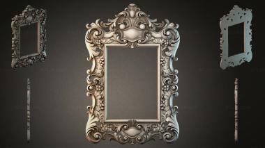 Decorative frames, framing (Baroque mirror with cartouche and floral scrolls, RMI_000860) 3D models for cnc