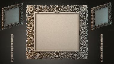 Decorative frames, framing (Carved polyurethane molding with floral ornament and inserted plinths, RMI_000864) 3D models for cnc