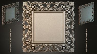 Decorative frames, framing (Square frame with volutes and grape garland, RMI_000867) 3D models for cnc