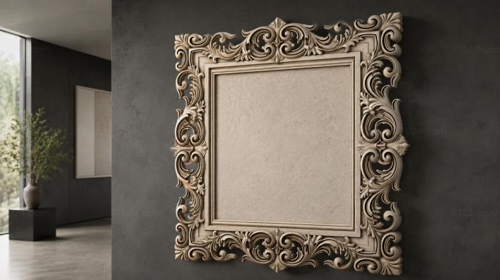 Decorative frames, framing (Baroque cartouche with scrolls and pilasters, RMI_001103) 3D models for cnc