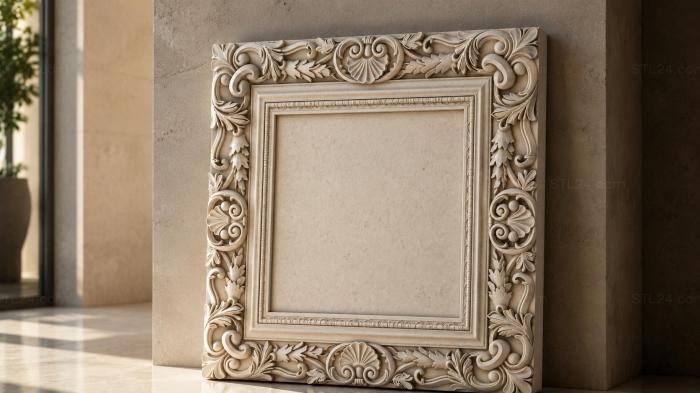 Carved frame with swirls and leaves for 3D printing 3d STL model