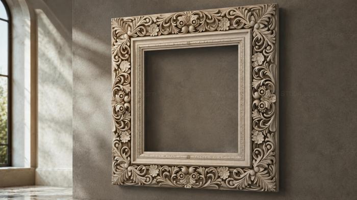 Carved frame with scrolls and floral elements 3d STL model