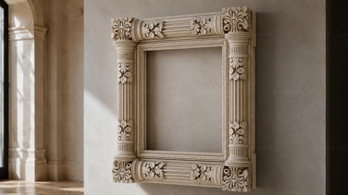Classic baguette with acanthus leaves and geometric patterns 3d STL model