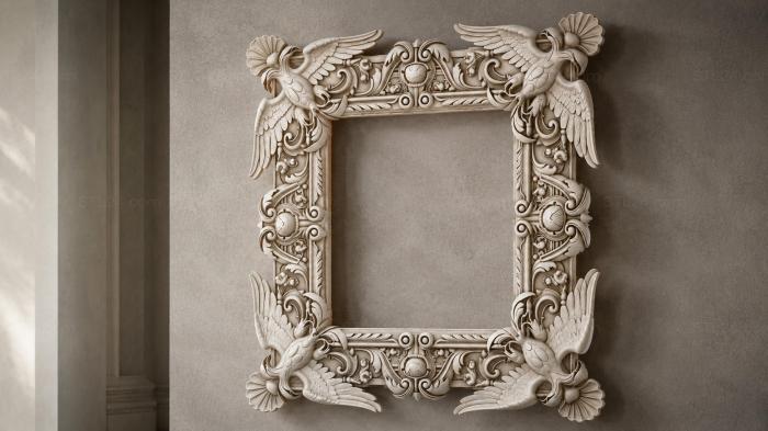 Ornate frame with wings and angelic figures 3d STL model