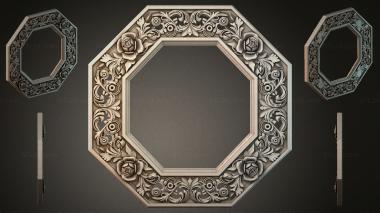 Decorative frames, framing (Octagonal frame with roses and swirls, RMI_001112) 3D models for cnc
