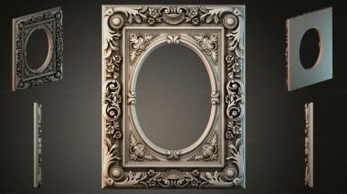 Decorative frames, framing (Oval frame with floral ornament and corner rosettes, RMI_001113) 3D models for cnc
