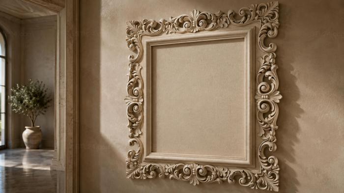 Volute carved frame with acanthus for a mirror and painting 3d STL model