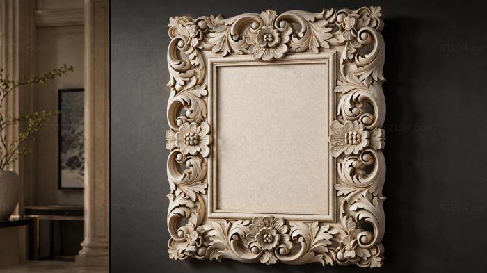 Baguette frame with acanthus and scrolls for CNC 3d STL model
