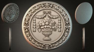 Decorative frames, framing (Round medallion with fruit bowl and swirls, RMI_001117) 3D models for cnc