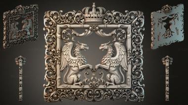Decorative frames, framing (Panel with double-headed eagles and a crown in a baroque frame, RMI_001118) 3D models for cnc