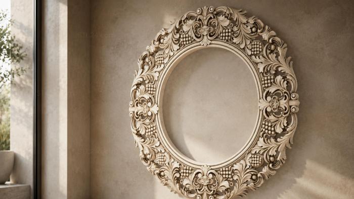 Round frame with acanthus leaves and bunches of grapes 3d STL model