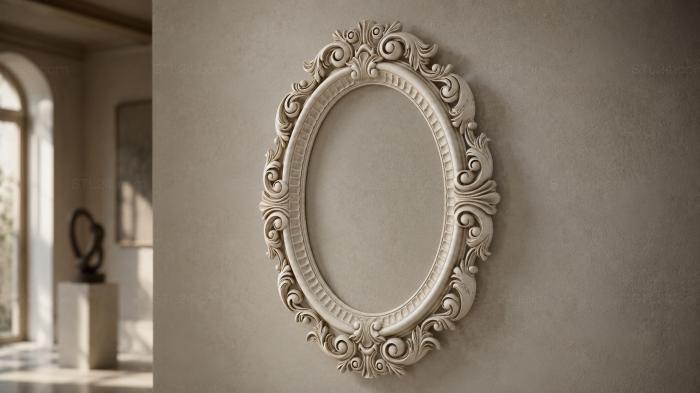 Oval frame with volutes and leaves, acanthapole bronze baroque ornament 3d STL model