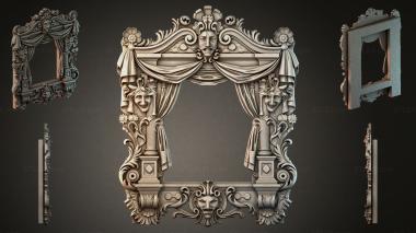 Decorative frames, framing (Theatrical frame with masks and drapery, RMI_001121) 3D models for cnc