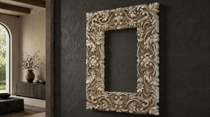 Square baguette with twisted leaves and floral motifs 3d STL model