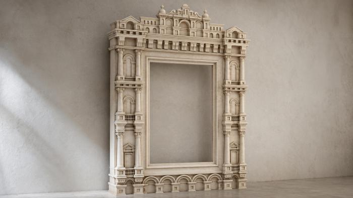 Classical architectural portal with columns and a dome 3d STL model