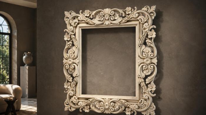 Baroque frame with volutes and floral cartouches 3d STL model
