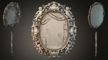 Decorative frames, framing (Oval mirror with angels and baroque ornamentation, RMI_001126) 3D models for cnc