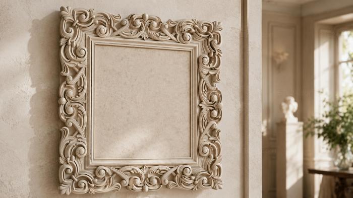Decorative frames, framing (Square frame with acanthus scrolls and double molding, RMI_001127) 3D models for cnc