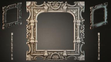 Decorative frames, framing (Classic frame with columns and scrolls, RMI_001128) 3D models for cnc