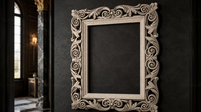 Ornamental frame with volutes and acanthus leaves 3d STL model