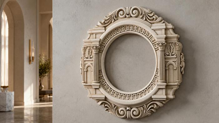 Classic round frame with Corinthian columns and volutes 3d STL model