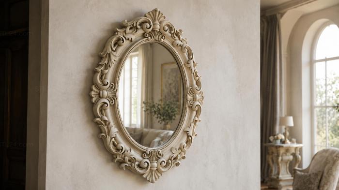 Oval mirror frame with acanthus volutes and a lush cartouche 3d STL model